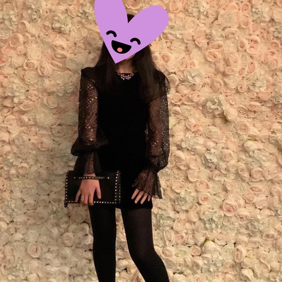 H&M x Vampires Wife Lace Sleeve Velvet mini dress - Picture 8 of 8